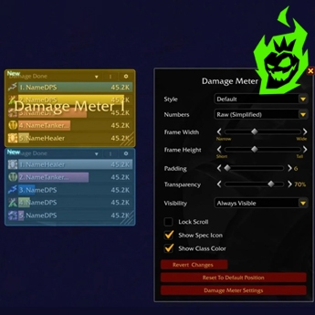 Built-in damage meter panel preview